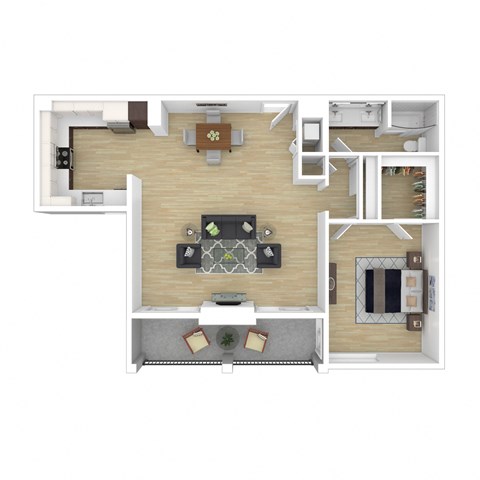 Floor plan for 1 bed, 1 bath, 1000 sqft